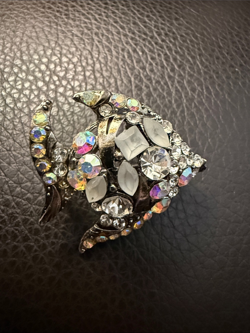 Vintage Rhinestones Angel Fish Brooch Pin